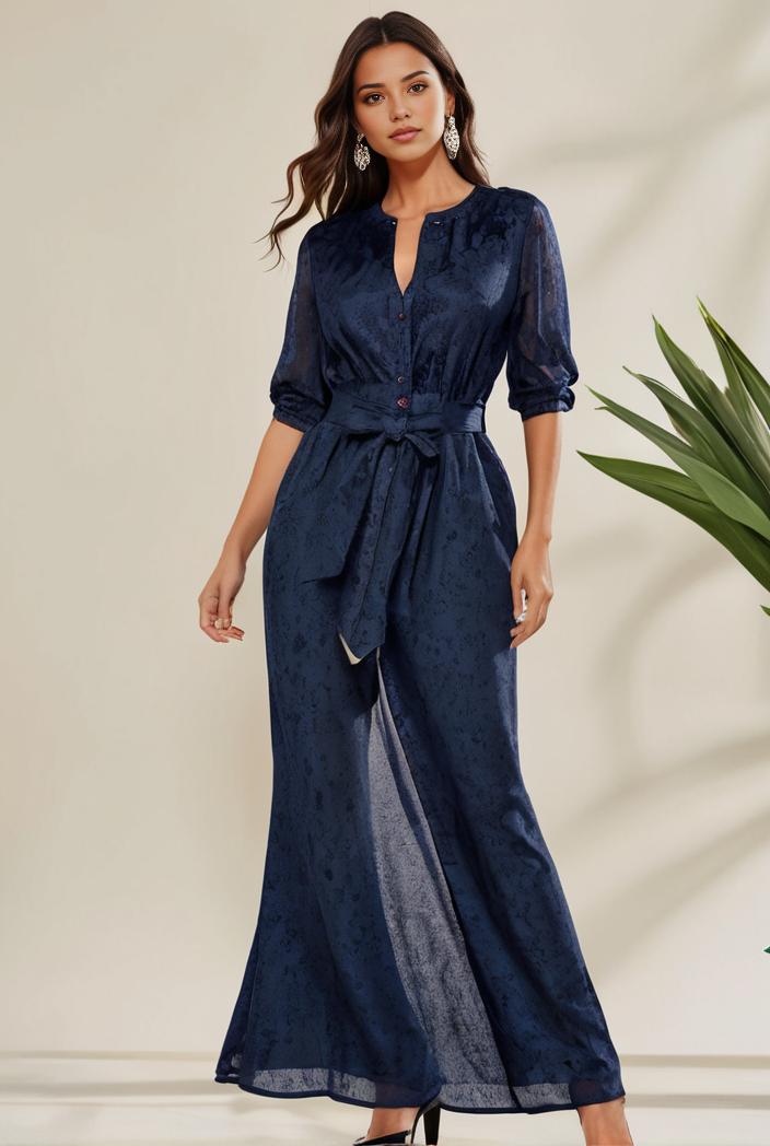 3 4 sleeve bodycon plunging back sequin evening dress 135395