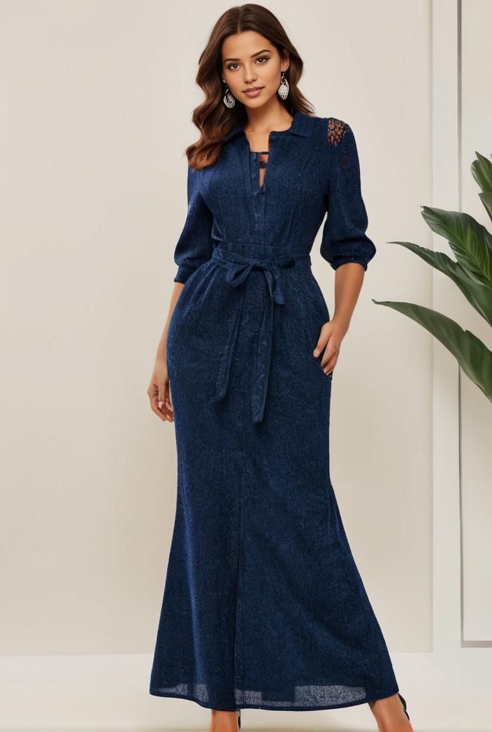 3 4 sleeve bodycon plunging back sequin evening dress 135400