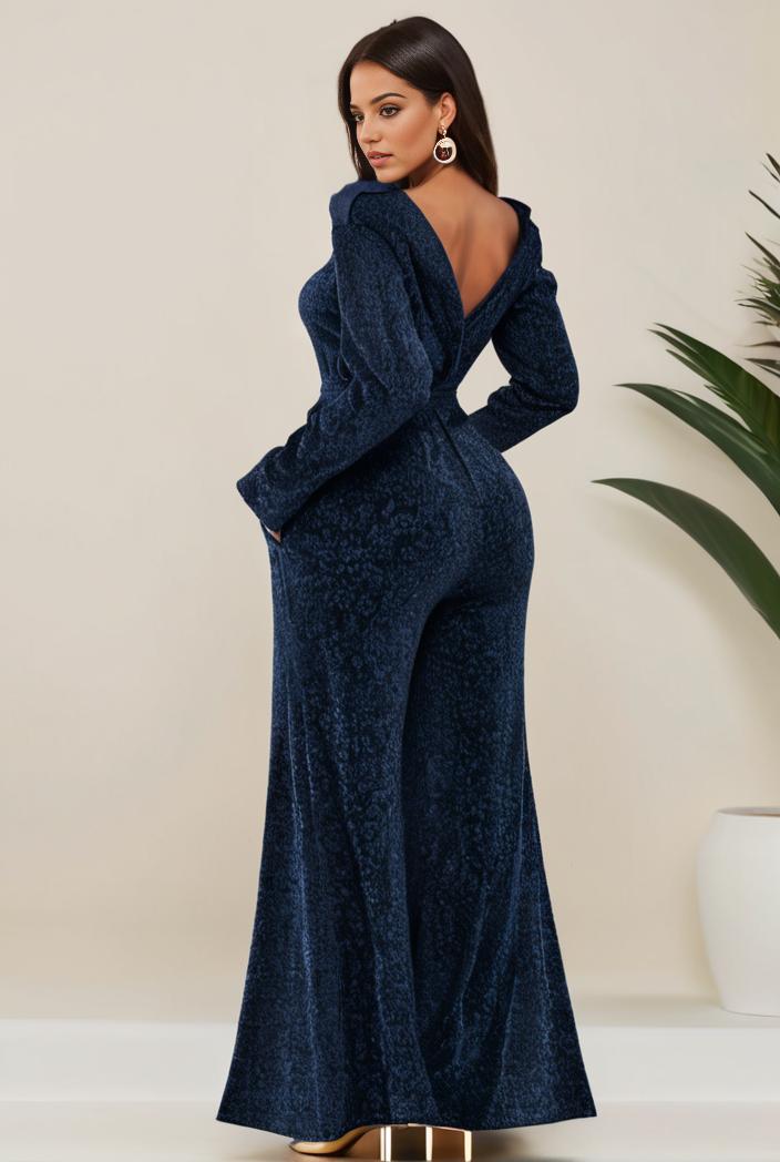 3 4 sleeve bodycon plunging back sequin evening dress 135416