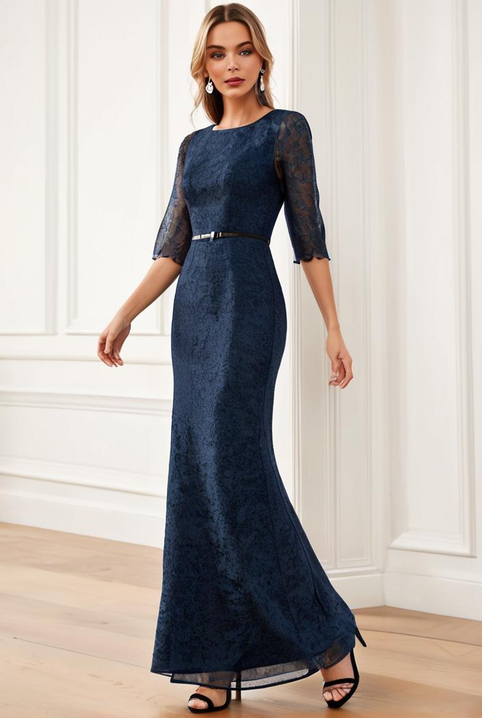 3 4 sleeve bodycon plunging back sequin evening dress 136912