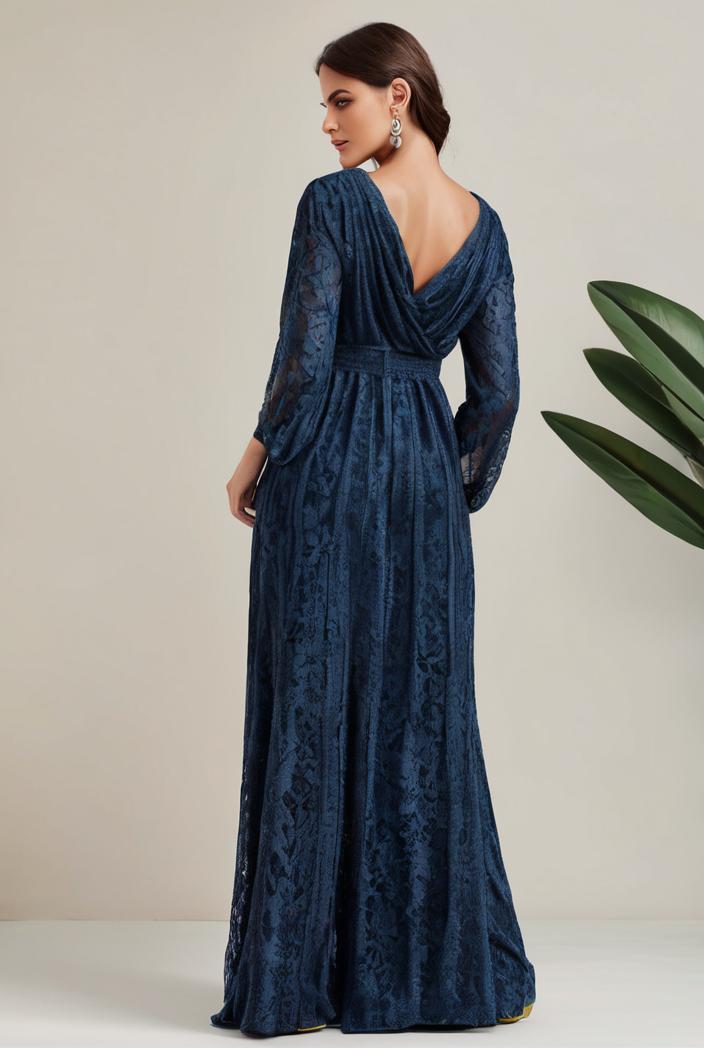 3 4 sleeve bodycon plunging back sequin evening dress 136943