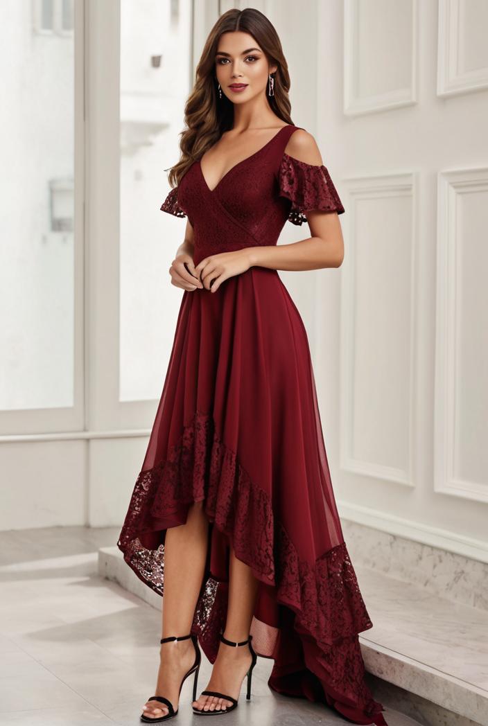 3 4 sleeve sheer sequin stripe high low hem evening dress 130827