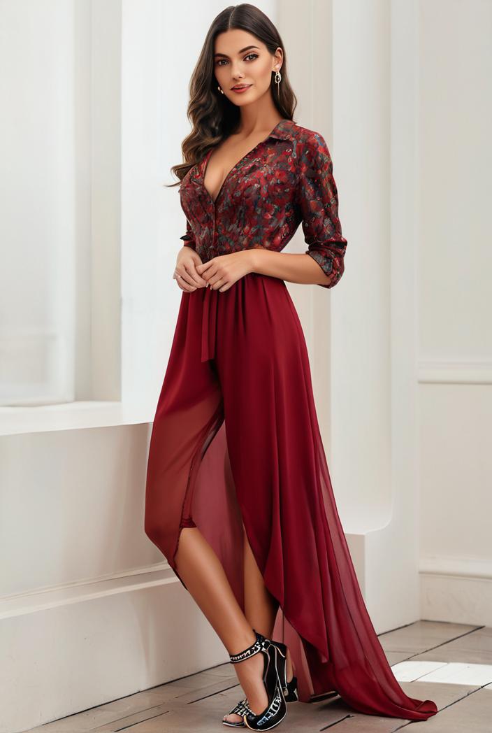 3 4 sleeve sheer sequin stripe high low hem evening dress 130831