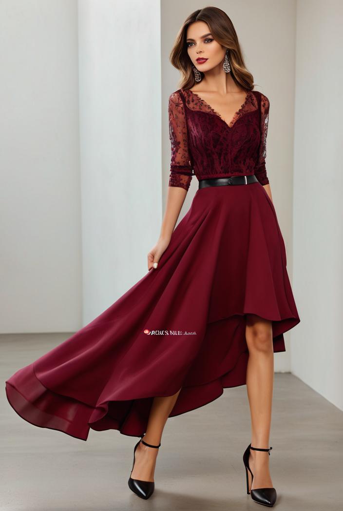 3 4 sleeve sheer sequin stripe high low hem evening dress 130840