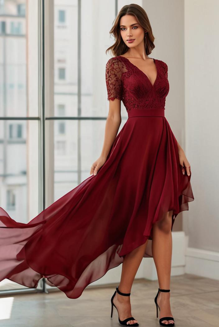 3 4 sleeve sheer sequin stripe high low hem evening dress 130842
