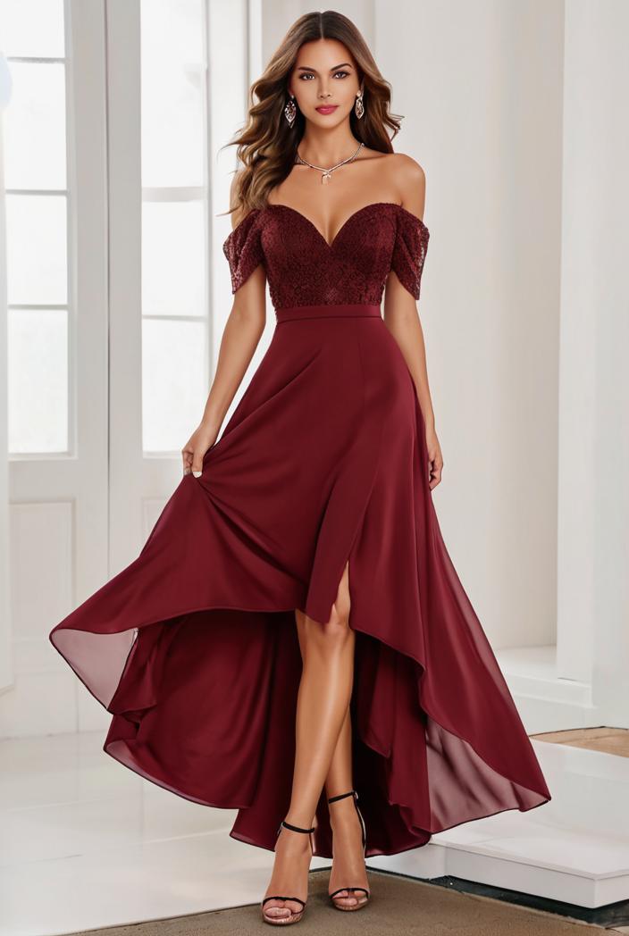 3 4 sleeve sheer sequin stripe high low hem evening dress 130843