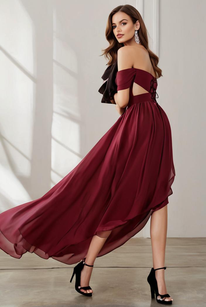3 4 sleeve sheer sequin stripe high low hem evening dress 130860
