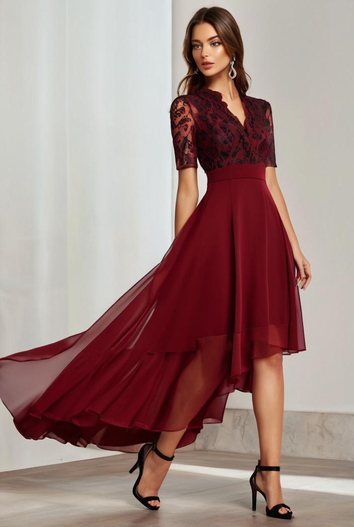 3 4 sleeve sheer sequin stripe high low hem evening dress 130863