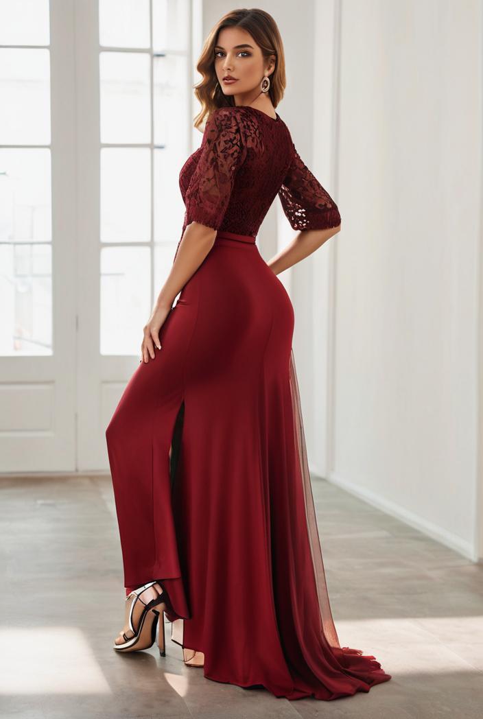 3 4 sleeve sheer sequin stripe high low hem evening dress 130867