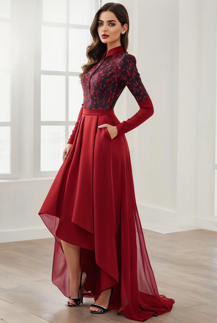 3 4 sleeve sheer sequin stripe high low hem evening dress 130871