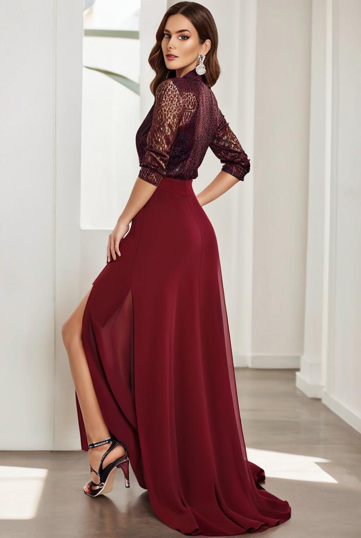 3 4 sleeve sheer sequin stripe high low hem evening dress 130872
