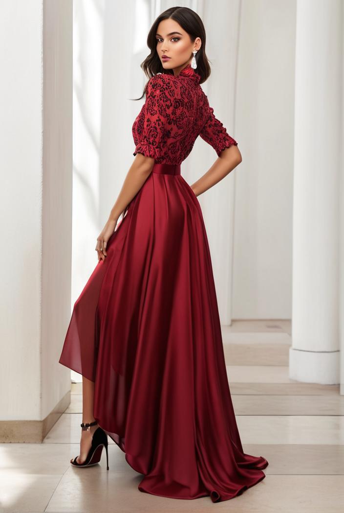 3 4 sleeve sheer sequin stripe high low hem evening dress 130873
