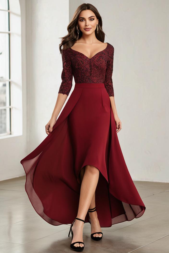 3 4 sleeve sheer sequin stripe high low hem evening dress 130885