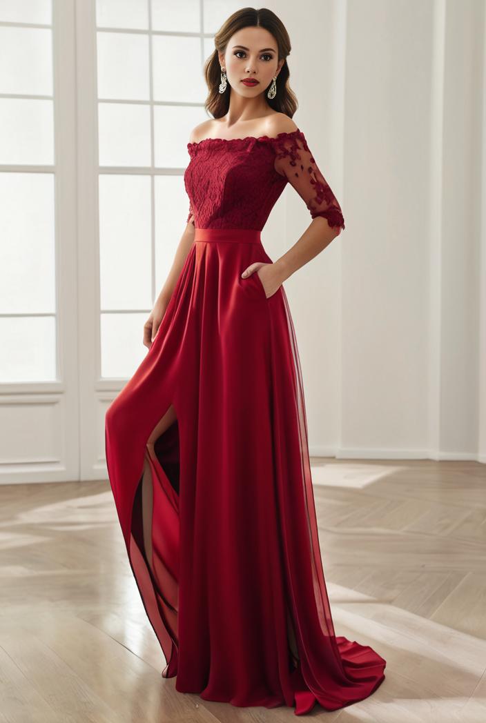 3 4 sleeve sheer sequin stripe high low hem evening dress 126144