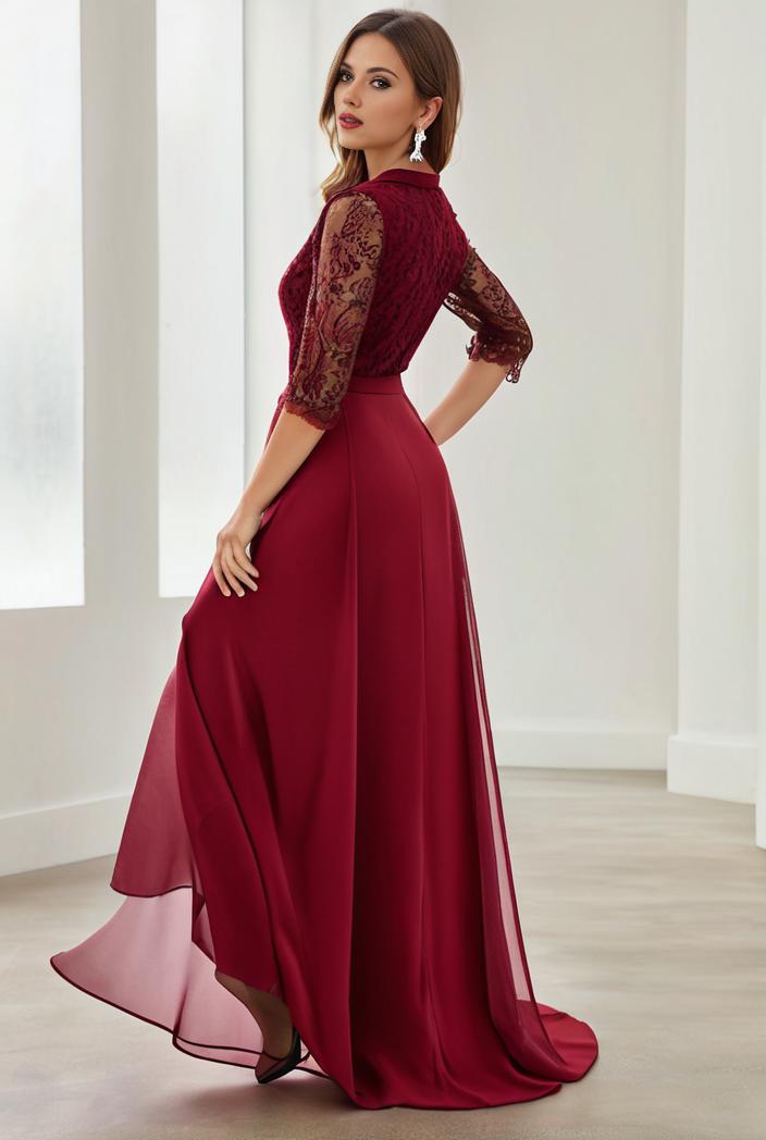 3 4 sleeve sheer sequin stripe high low hem evening dress 126145