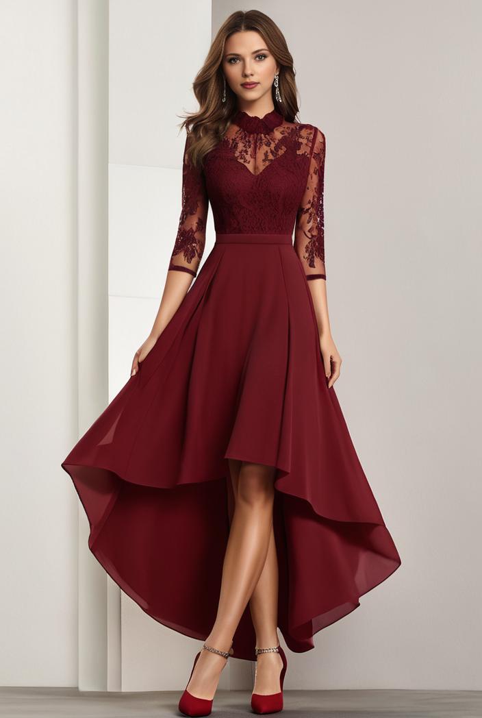 3 4 sleeve sheer sequin stripe high low hem evening dress 126176