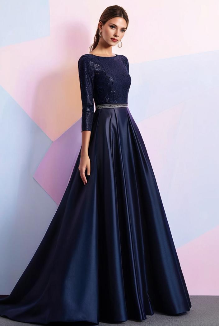 elegant women s sequin color block swing dress with 3 4 length sleeve 137636