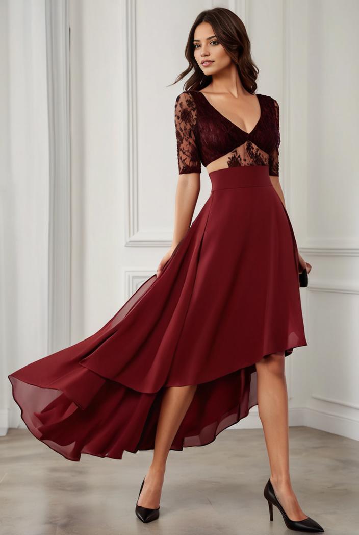 3 4 sleeve sheer sequin stripe high low hem evening dress 143165