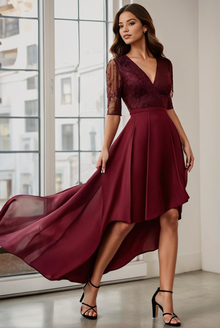 3 4 sleeve sheer sequin stripe high low hem evening dress 143171
