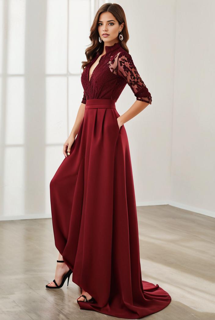 3 4 sleeve sheer sequin stripe high low hem evening dress 143177