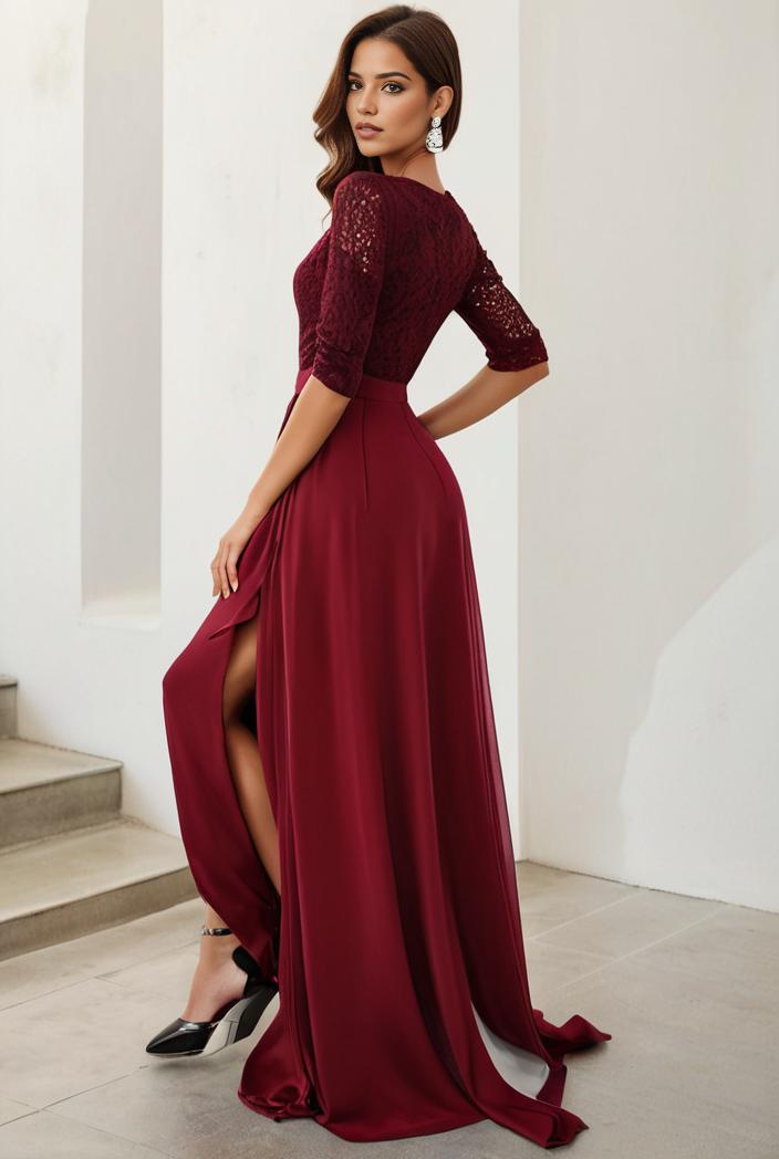 3 4 sleeve sheer sequin stripe high low hem evening dress 143178