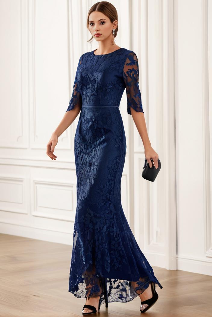 3 4 sleeve bodycon plunging back sequin evening dress 141797