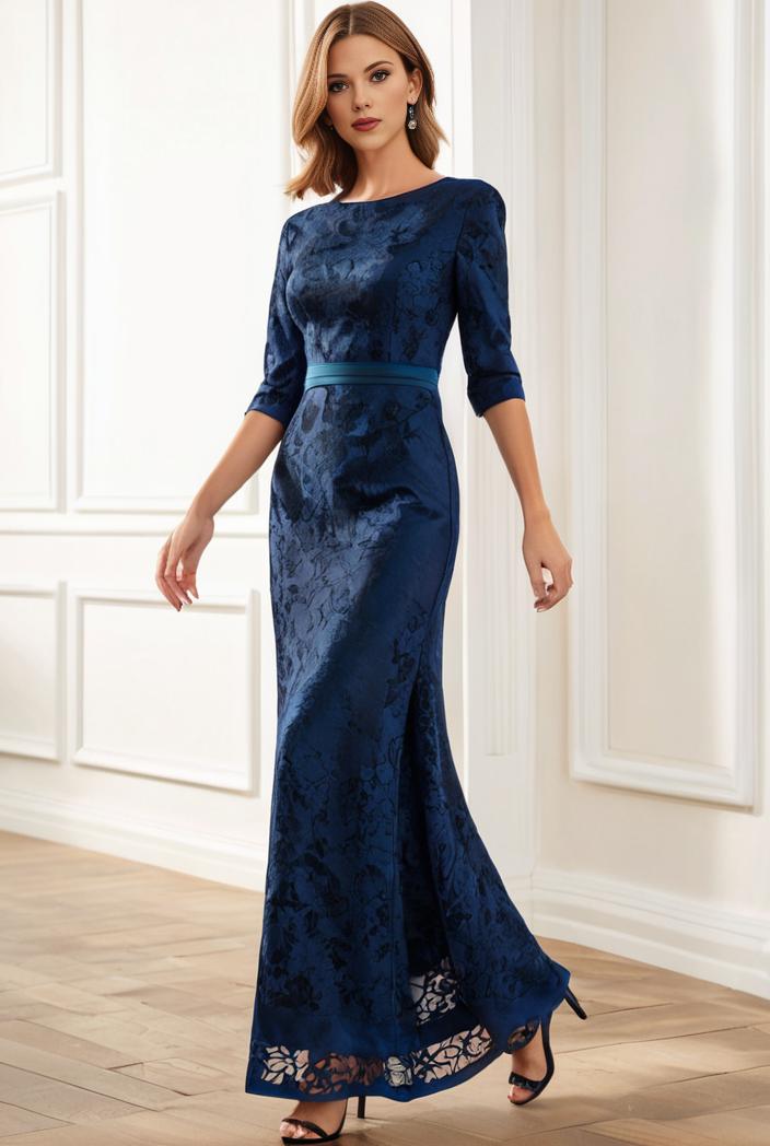 3 4 sleeve bodycon plunging back sequin evening dress 141800