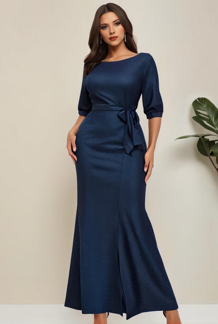 3 4 sleeve bodycon plunging back sequin evening dress 141803