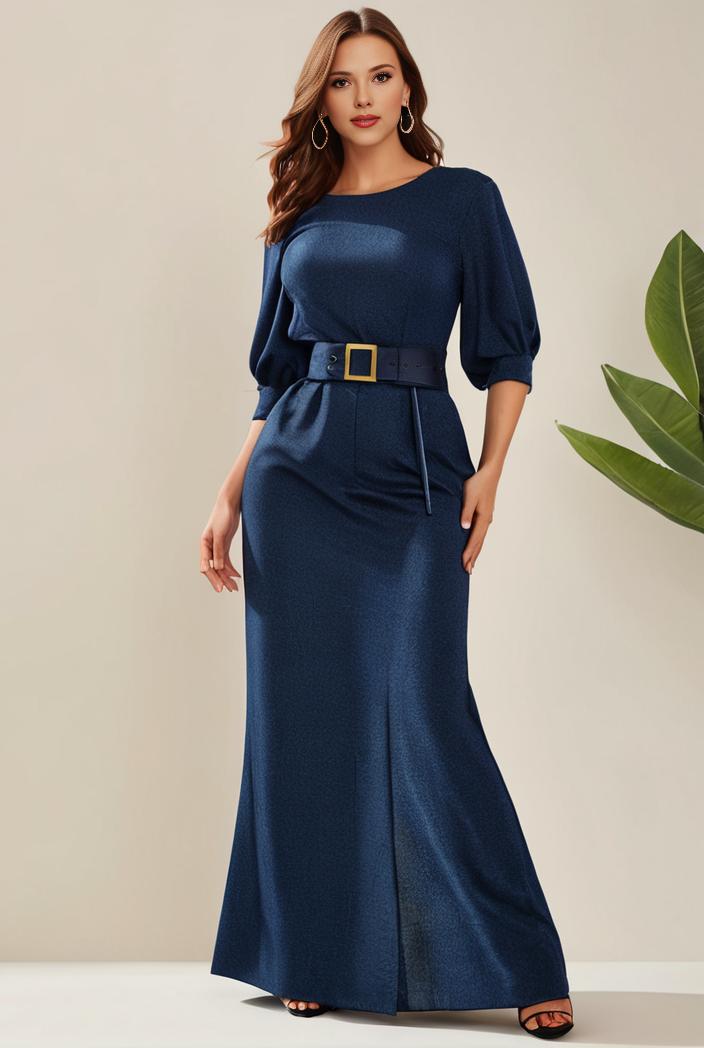 3 4 sleeve bodycon plunging back sequin evening dress 141809