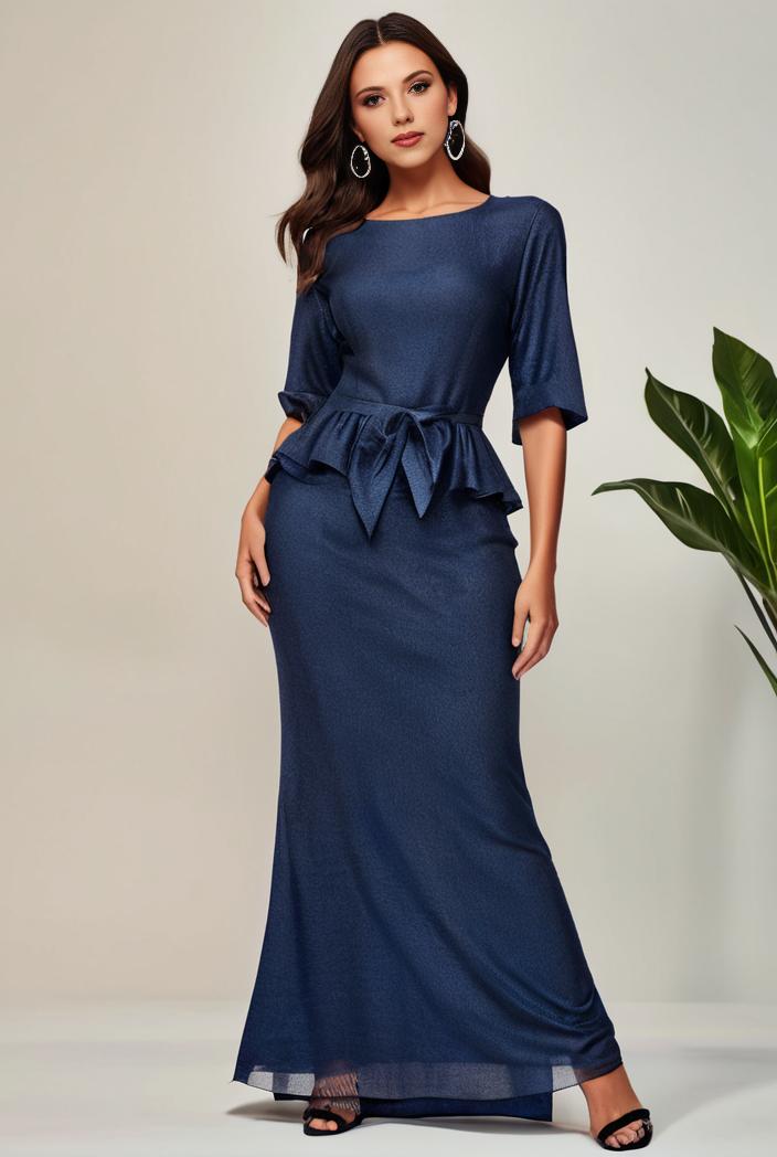 3 4 sleeve bodycon plunging back sequin evening dress 141810