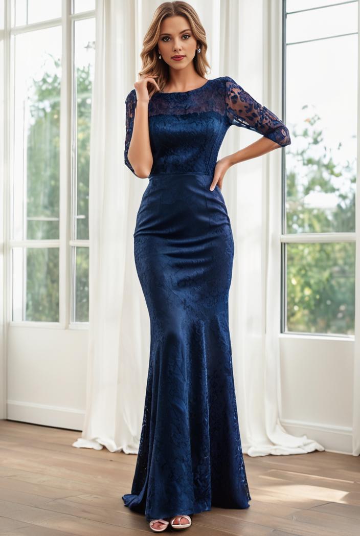 3 4 sleeve bodycon plunging back sequin evening dress 141848