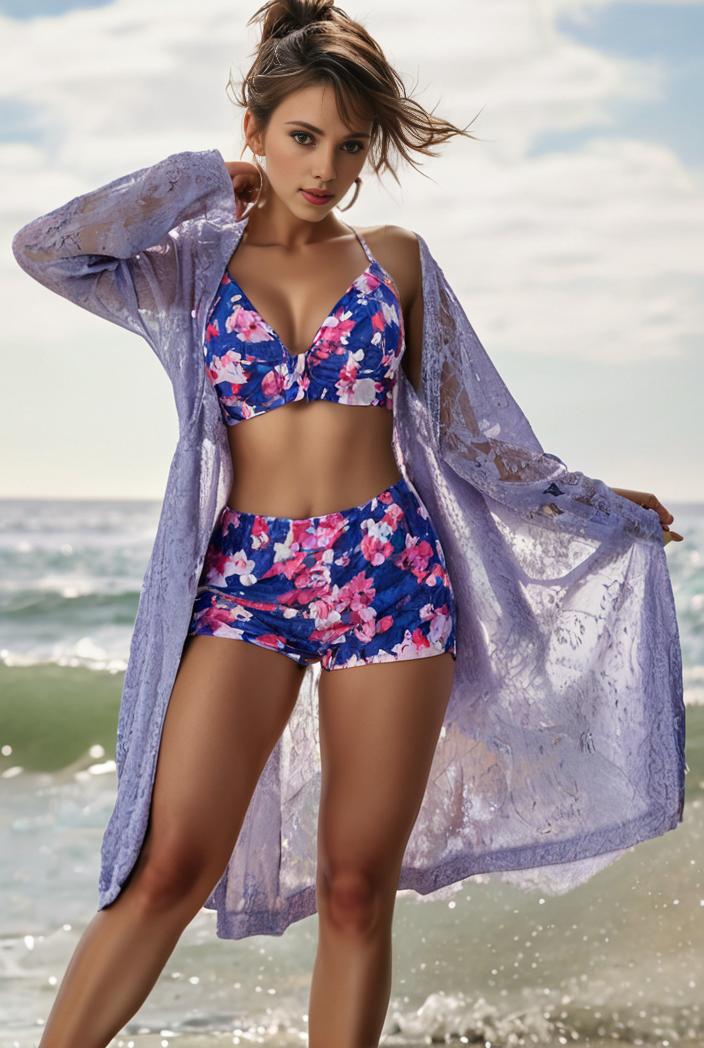 3 pieces sexy print bikini women high waist swimsuit cover up swimwear female lady bathing suit swimming summer beachwear 149669