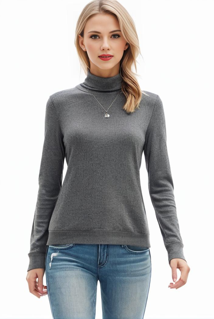 3 sets of turtleneck tees comfy long sleeve shirt perfect for spring autumn women s apparel 149687