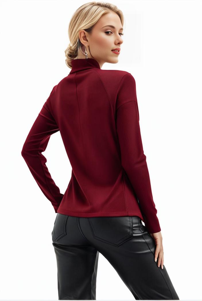 3 sets of turtleneck tees comfy long sleeve shirt perfect for spring autumn women s apparel 149693