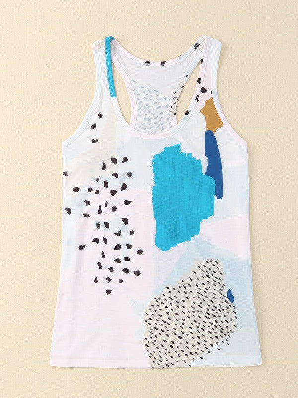 Abstract Print Sleeveless Camisole Vest for Fashionable Women