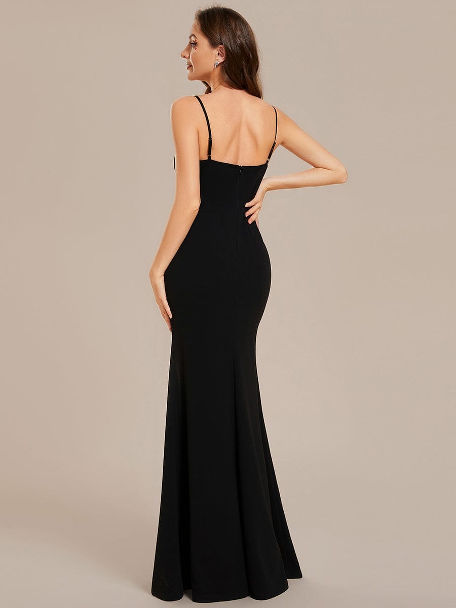 Glamorous Rhinestone Embellished High Slit Evening Dress with Spaghetti Straps