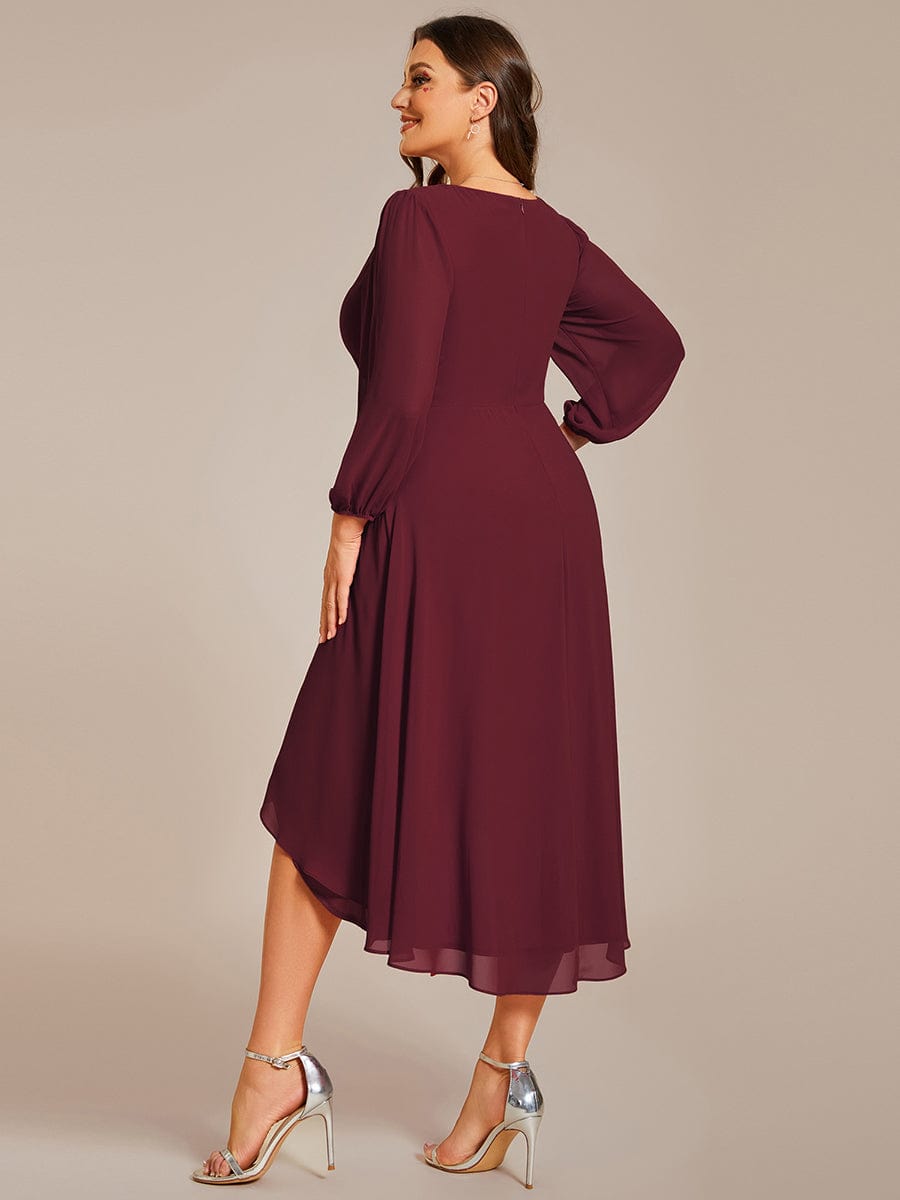 Empire Waist Chiffon Wedding Guest Dress with Long Sleeves