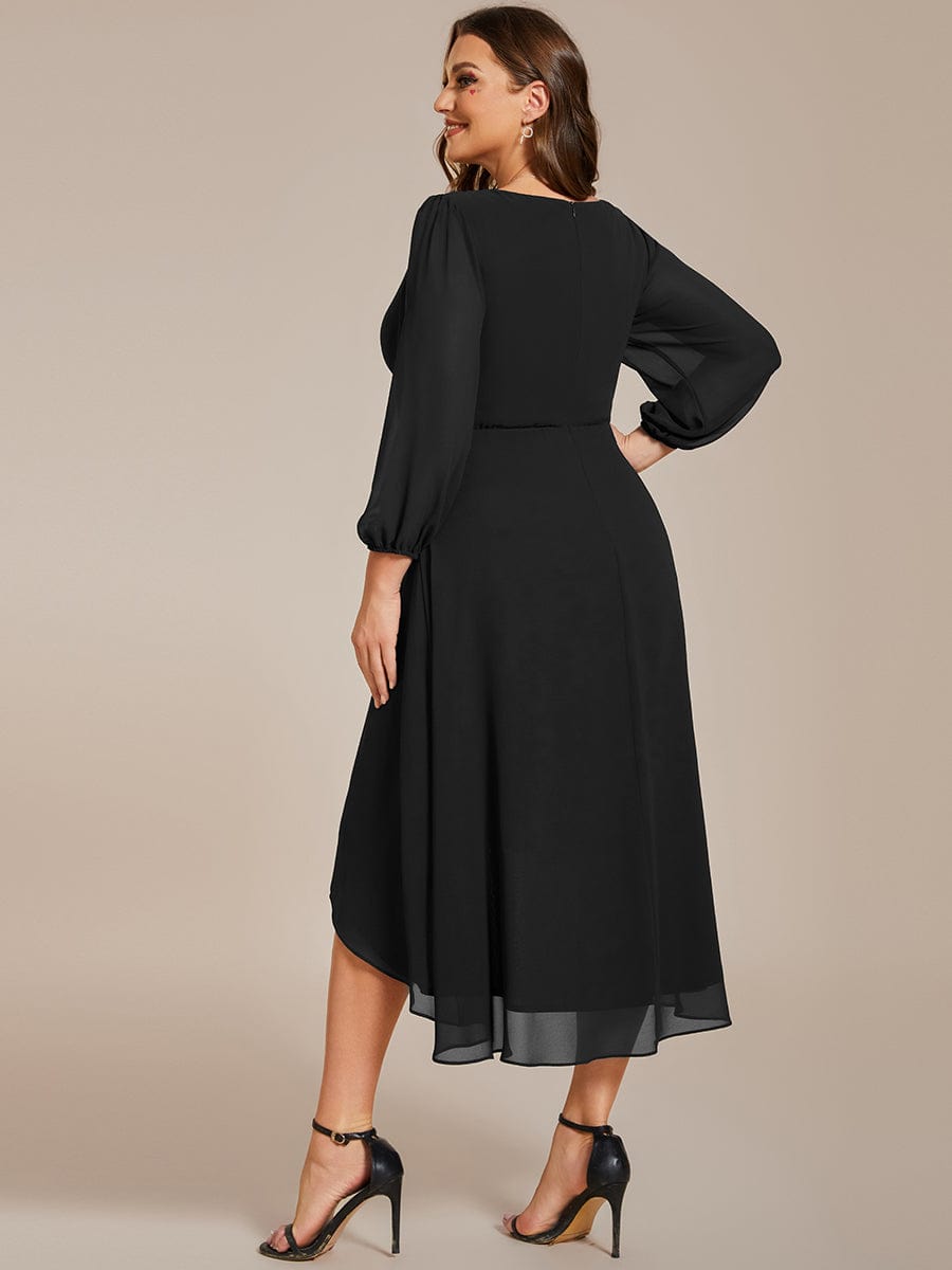 Empire Waist Chiffon Wedding Guest Dress with Long Sleeves