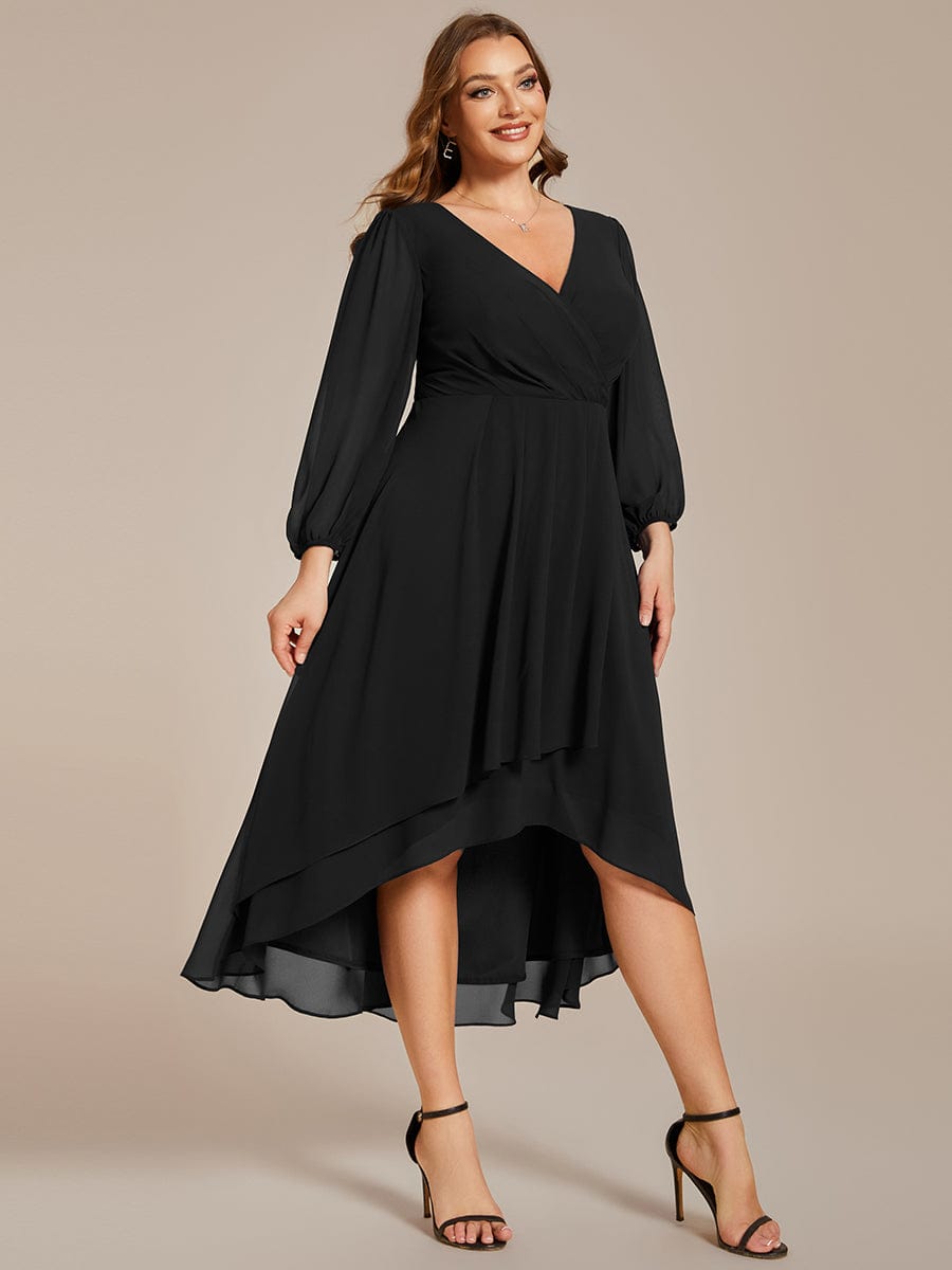 Empire Waist Chiffon Wedding Guest Dress with Long Sleeves