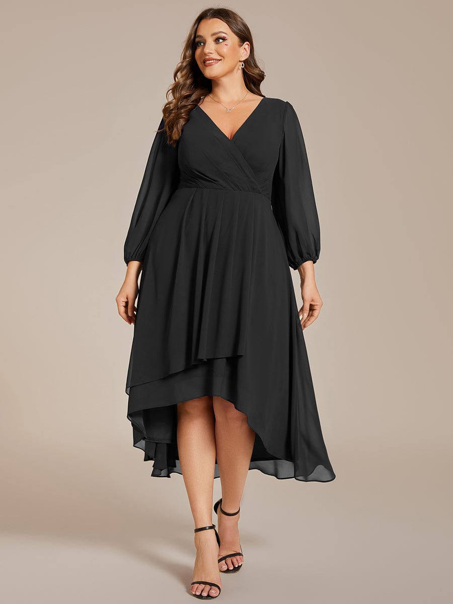 Empire Waist Chiffon Wedding Guest Dress with Long Sleeves