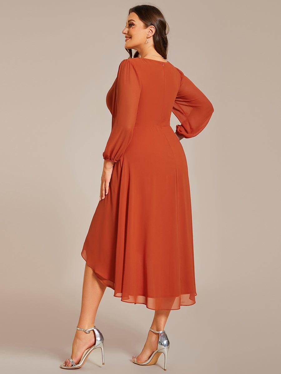 Empire Waist Chiffon Wedding Guest Dress with Long Sleeves