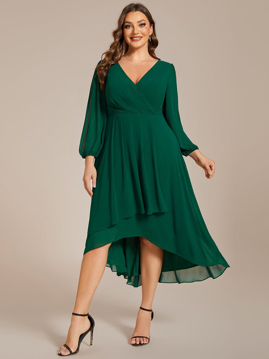 Empire Waist Chiffon Wedding Guest Dress with Long Sleeves