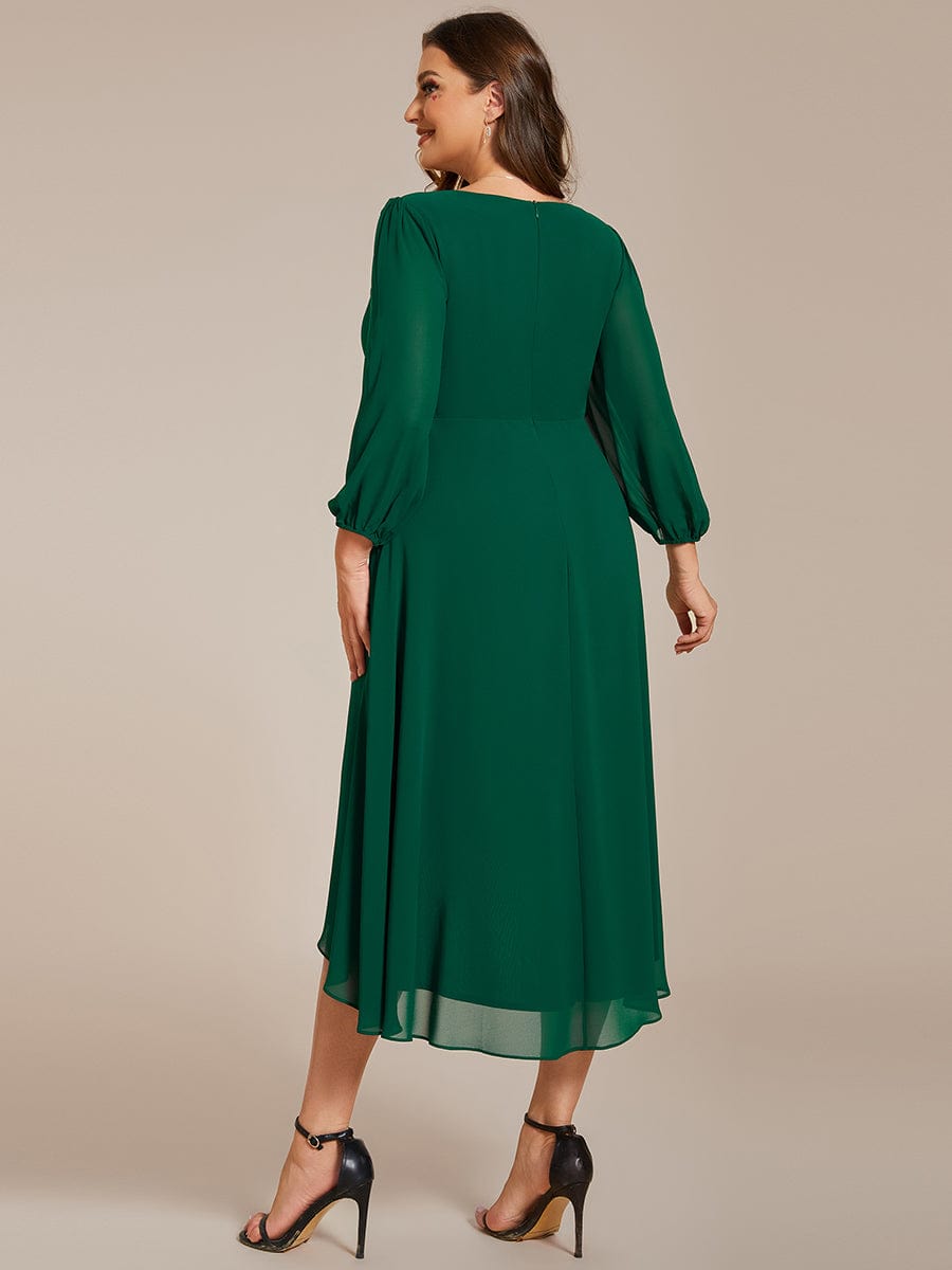 Empire Waist Chiffon Wedding Guest Dress with Long Sleeves