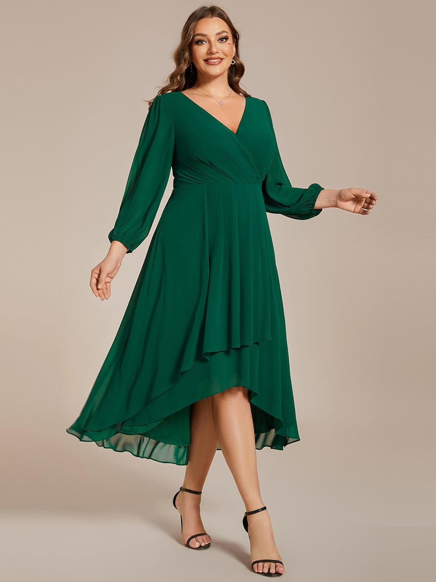 Empire Waist Chiffon Wedding Guest Dress with Long Sleeves