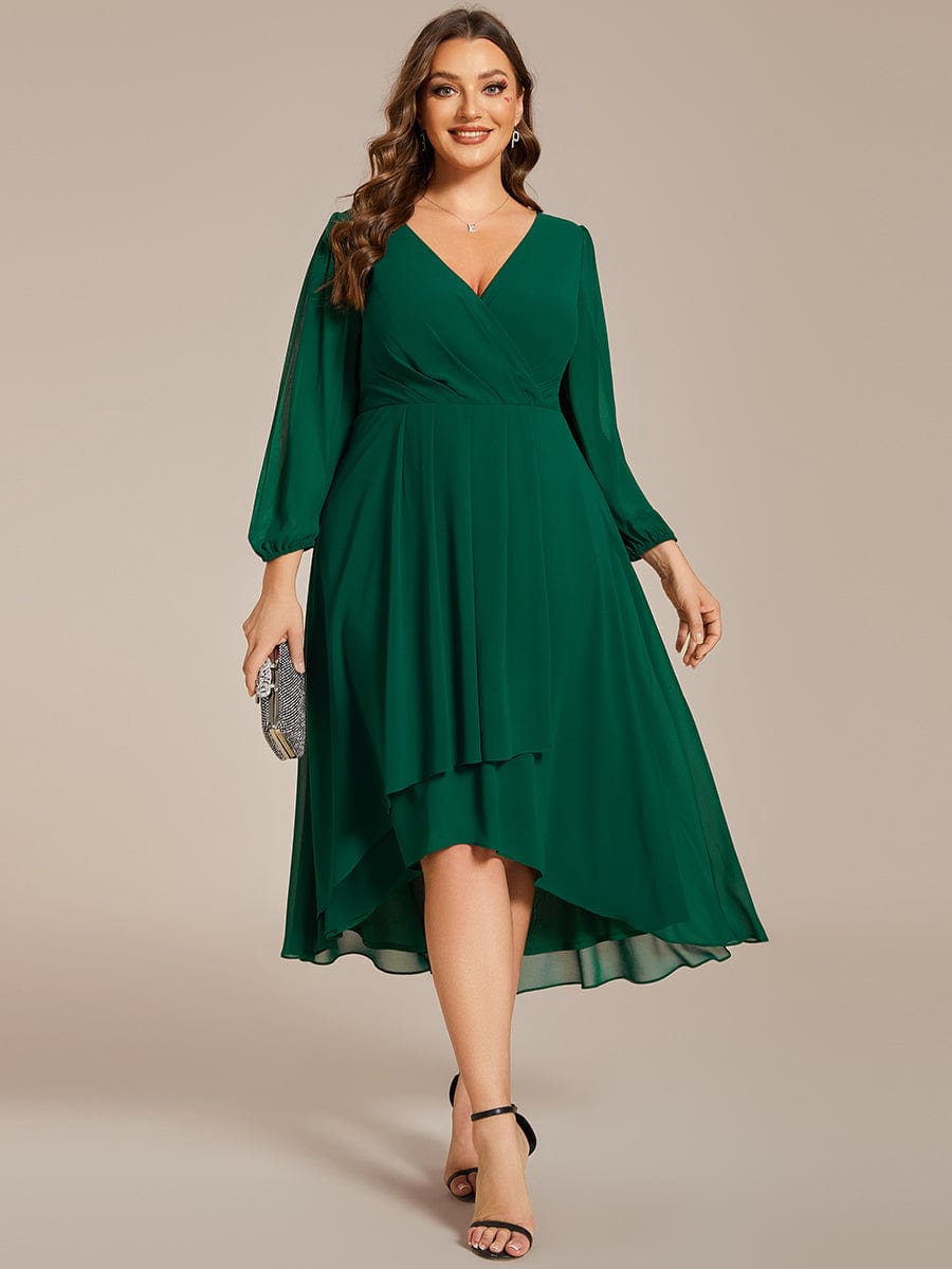 Empire Waist Chiffon Wedding Guest Dress with Long Sleeves