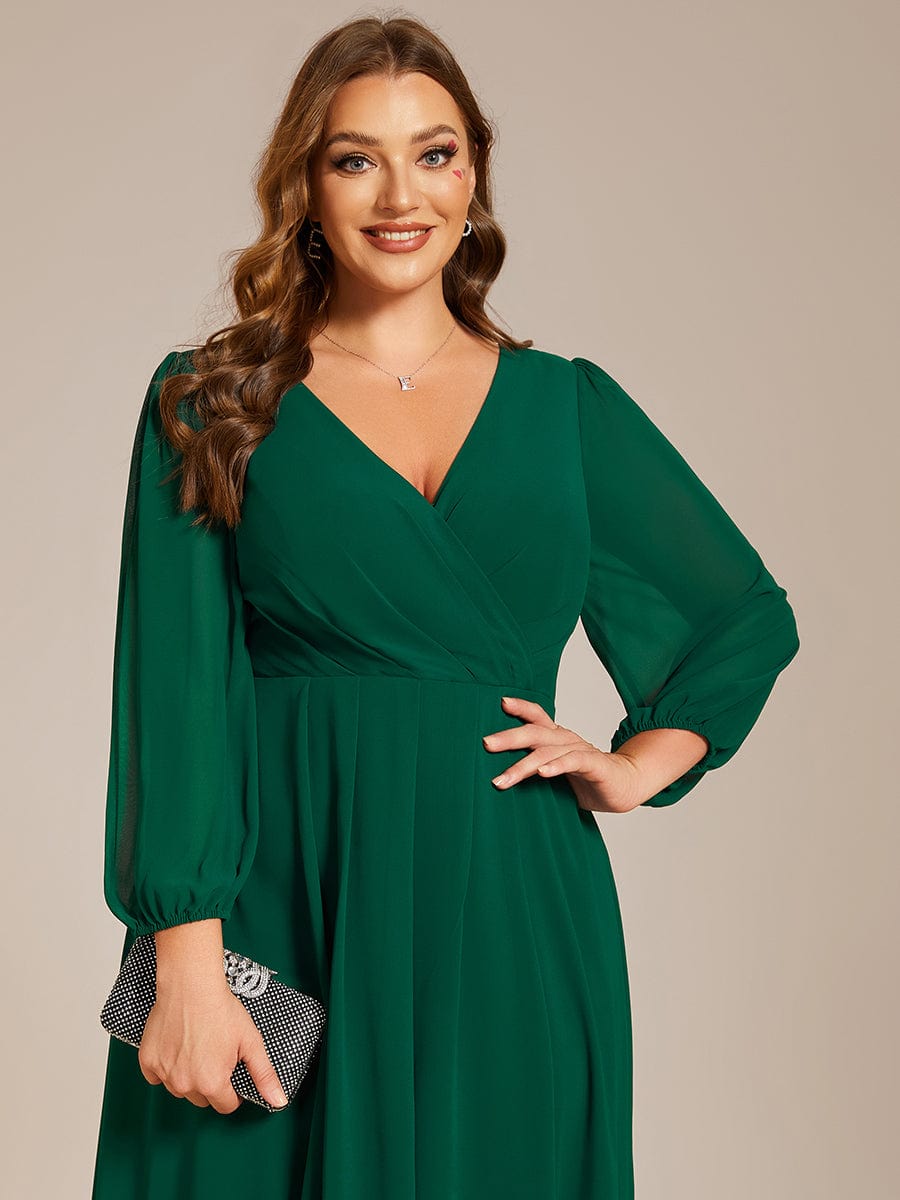 Empire Waist Chiffon Wedding Guest Dress with Long Sleeves