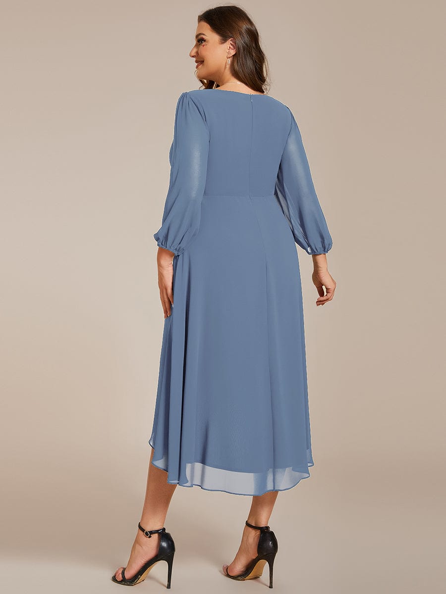 Empire Waist Chiffon Wedding Guest Dress with Long Sleeves