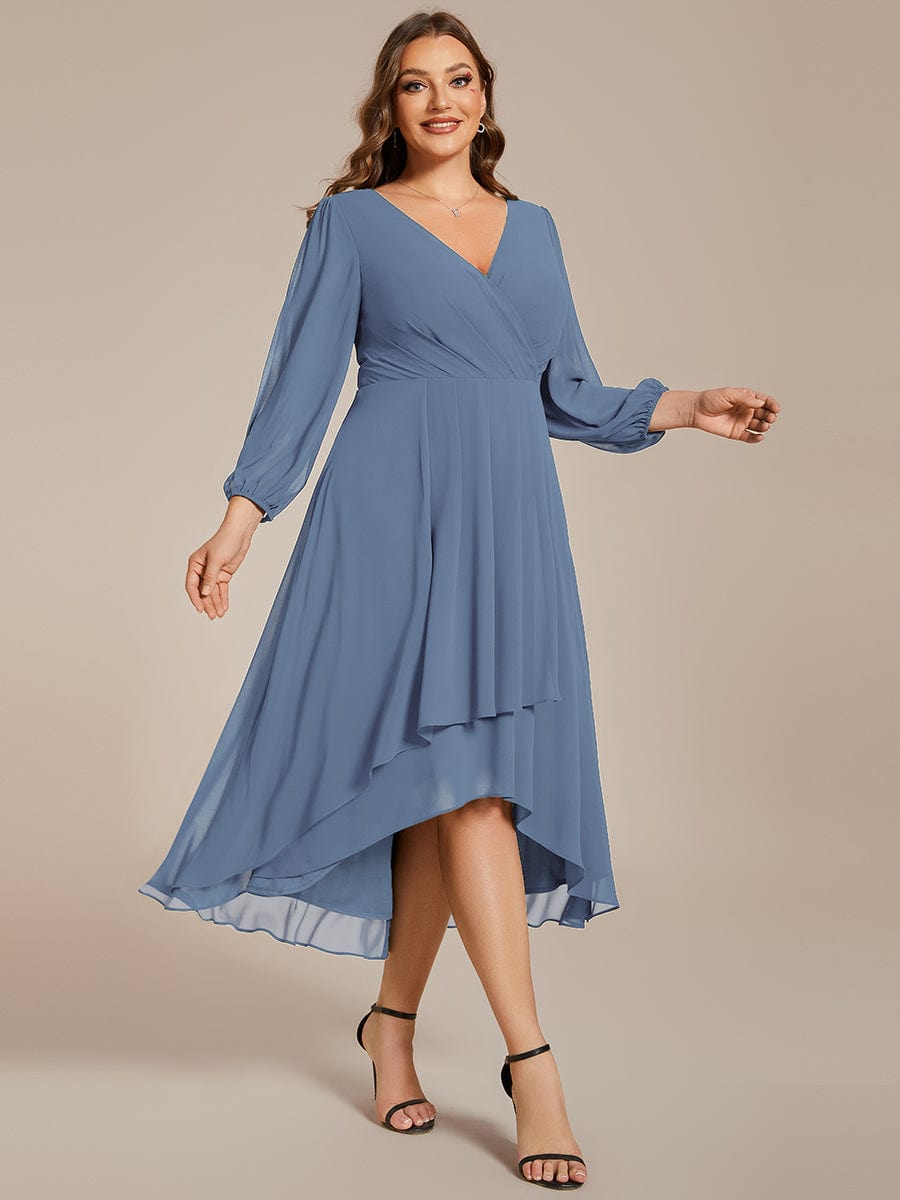 Empire Waist Chiffon Wedding Guest Dress with Long Sleeves