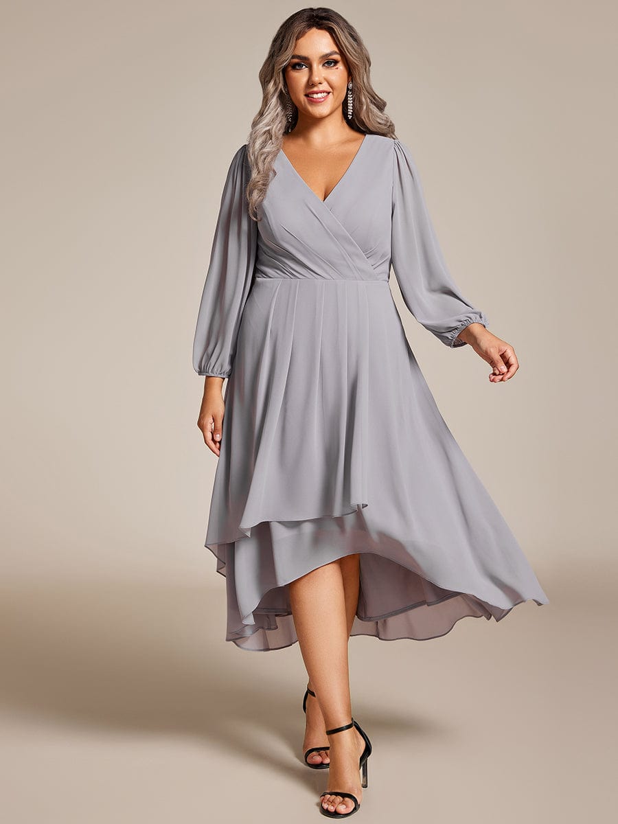 Empire Waist Chiffon Wedding Guest Dress with Long Sleeves