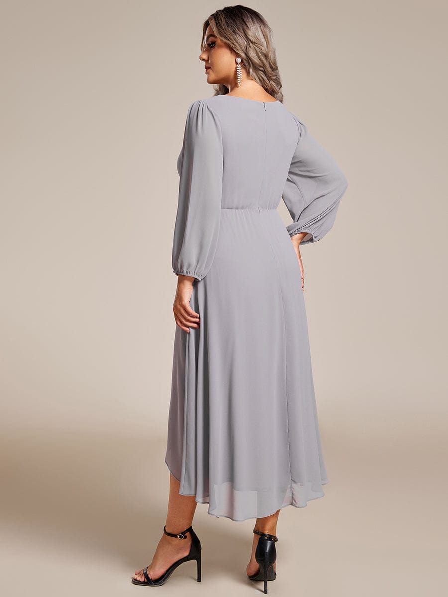 Empire Waist Chiffon Wedding Guest Dress with Long Sleeves